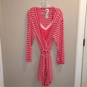 Lamaze coral stripe robe